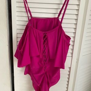 Pink off the shoulder swimsuit